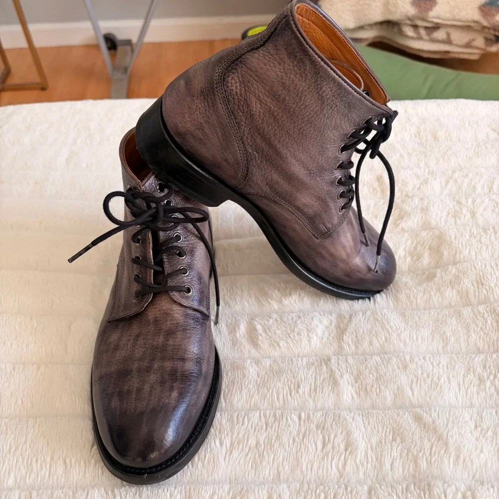 Magnanni Ankle Boots Men's EU 39 Leather Lace Up Gray Burnished Made in Spain